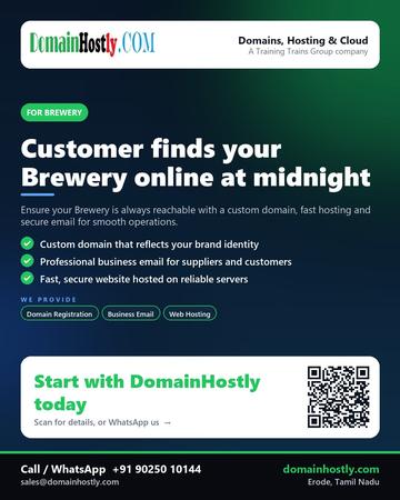 DomainHostly poster for Brewery: Customer finds your Brewery online at midnight