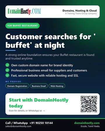 DomainHostly poster for Buffet restaurant: Customer searches for ' buffet' at night