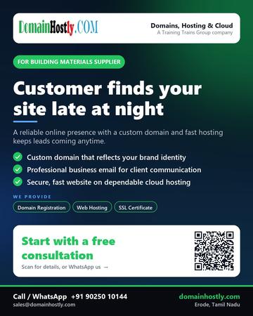 DomainHostly poster for Building materials supplier: Customer finds your site late at night