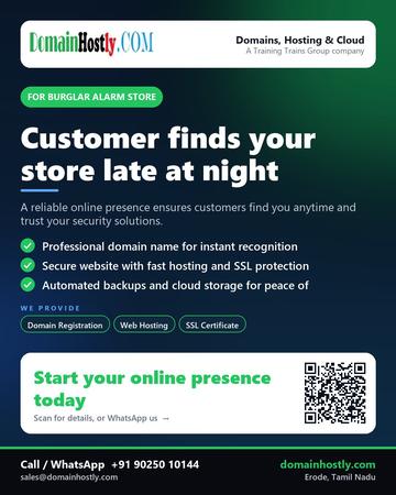 DomainHostly poster for Burglar alarm store: Customer finds your store late at night