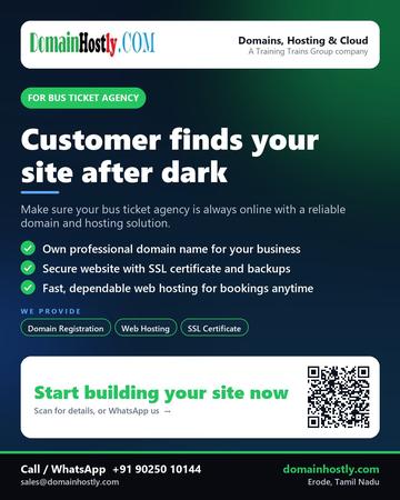 DomainHostly poster for Bus ticket agency: Customer finds your site after dark