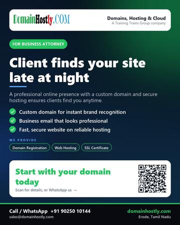 DomainHostly poster for Business attorney: Client finds your site late at night