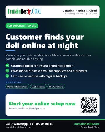 DomainHostly poster for Butcher shop deli: Customer finds your deli online at night