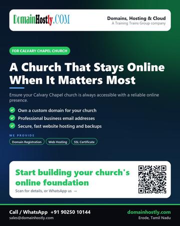 DomainHostly poster for Calvary Chapel church: A Church That Stays Online When It Matters Most