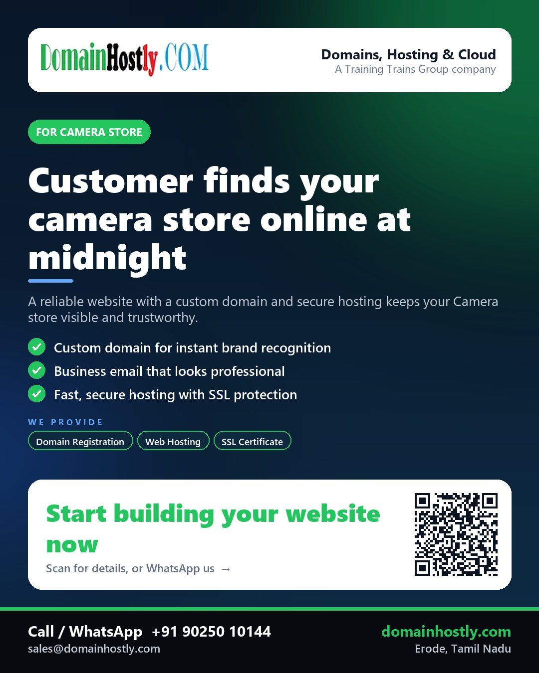 Camera store with a custom domain and secure website - DomainHostly