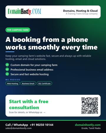 DomainHostly poster for Camping farm: A booking from a phone works smoothly every time