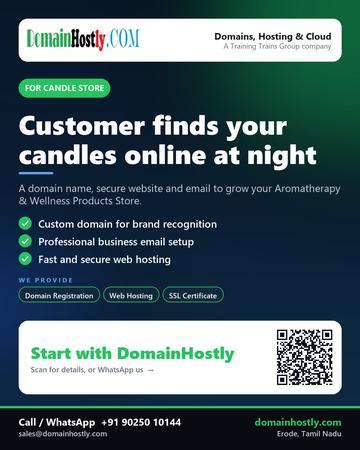 DomainHostly poster for Candle store: Customer finds your candles online at night