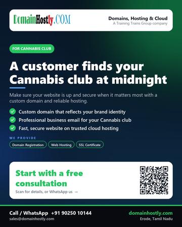 DomainHostly poster for Cannabis club: A customer finds your Cannabis club at midnight
