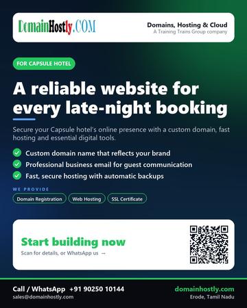 DomainHostly poster for Capsule hotel: A reliable website for every late-night booking