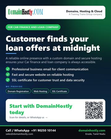 DomainHostly poster for Car finance and loan company: Customer finds your loan offers at midnight