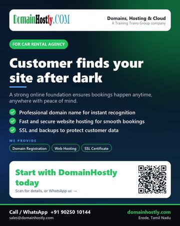 DomainHostly poster for Car rental agency: Customer finds your site after dark