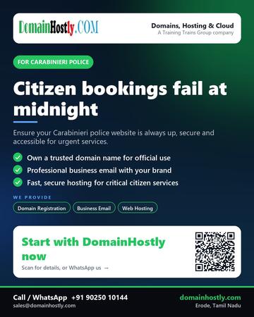 DomainHostly poster for Carabinieri police: Citizen bookings fail at midnight