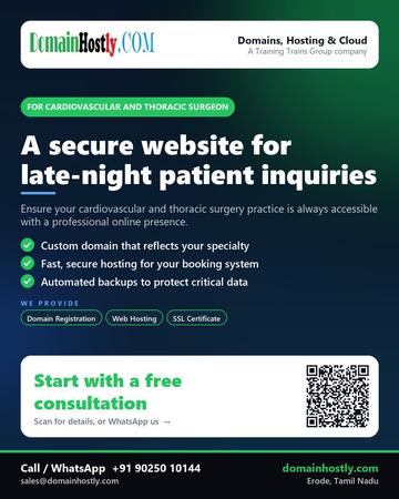 DomainHostly poster for Cardiovascular and thoracic surgeon: A secure website for late-night patient inquiries