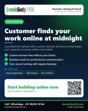 DomainHostly poster for Carpenter: Customer finds your work online at midnight