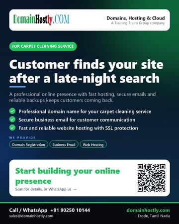 DomainHostly poster for Carpet cleaning service: Customer finds your site after a late-night search