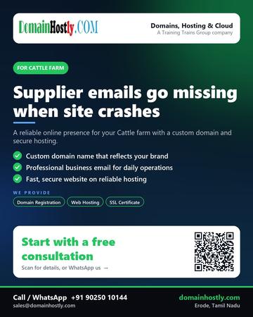 DomainHostly poster for Cattle farm: Supplier emails go missing when site crashes