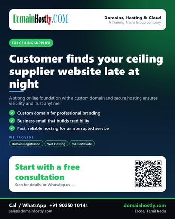 DomainHostly poster for Ceiling supplier: Customer finds your ceiling supplier website late at night