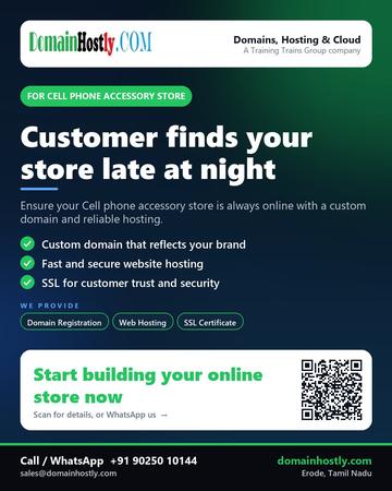 DomainHostly poster for Cell phone accessory store: Customer finds your store late at night