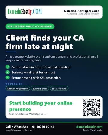 DomainHostly poster for Certified public accountant: Client finds your CA firm late at night