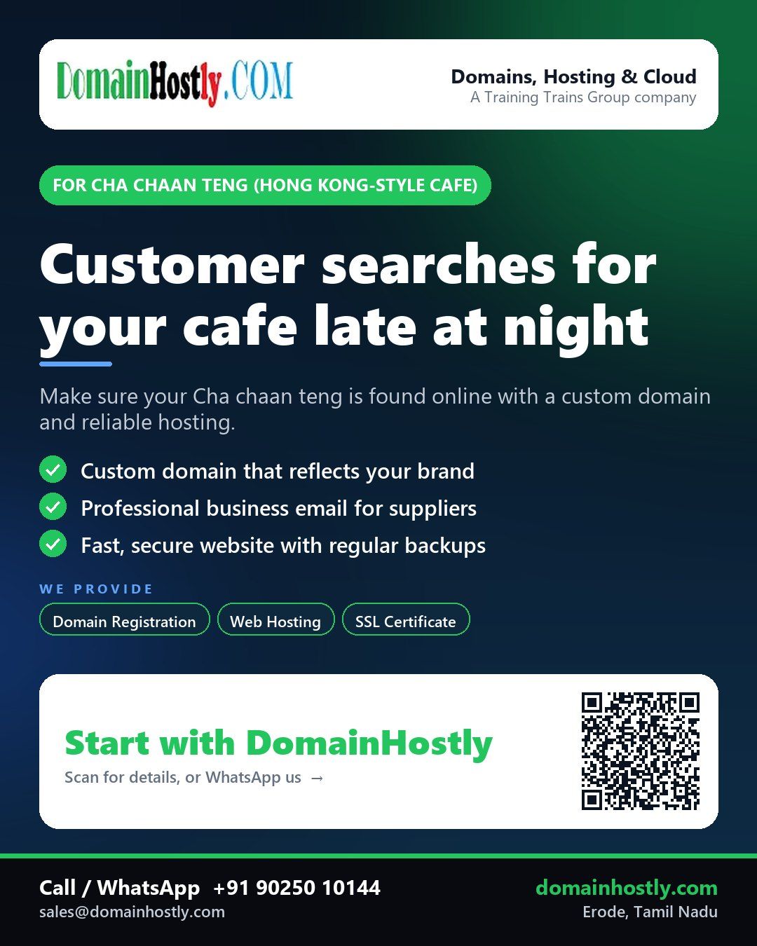 Cha chaan teng (Hong Kong-style cafe) with a custom domain and secure website