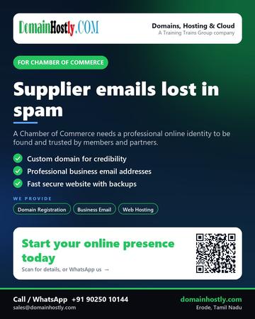 DomainHostly poster for Chamber of Commerce: Supplier emails lost in spam
