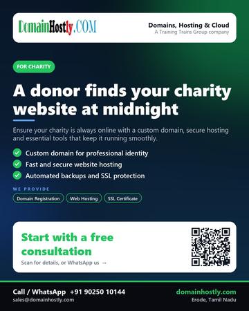 DomainHostly poster for Charity: A donor finds your charity website at midnight