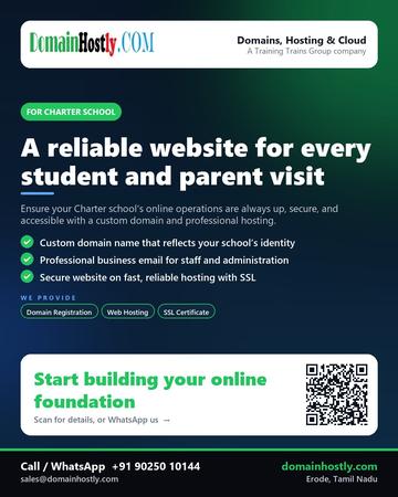 DomainHostly poster for Charter school: A reliable website for every student and parent visit