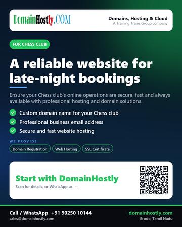 DomainHostly poster for Chess club: A reliable website for late-night bookings
