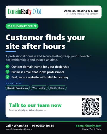 DomainHostly poster for Chevrolet dealer: Customer finds your site after hours