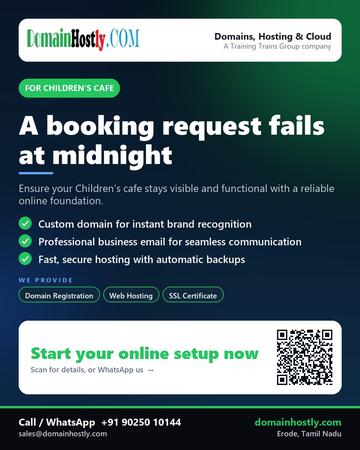 DomainHostly poster for Children’s cafe: A booking request fails at midnight