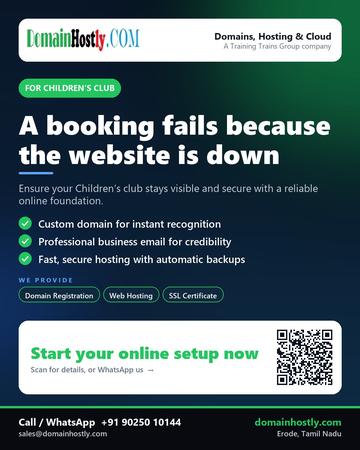DomainHostly poster for Children’s club: A booking fails because the website is down