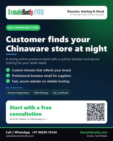 DomainHostly poster for Chinaware store: Customer finds your Chinaware store at night