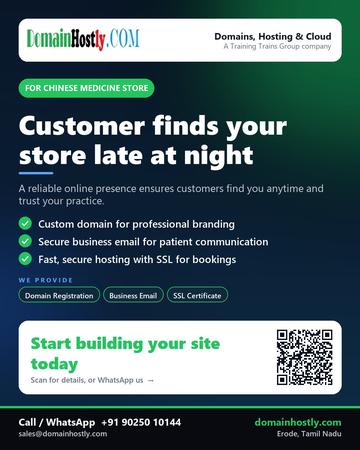 DomainHostly poster for Chinese medicine store: Customer finds your store late at night