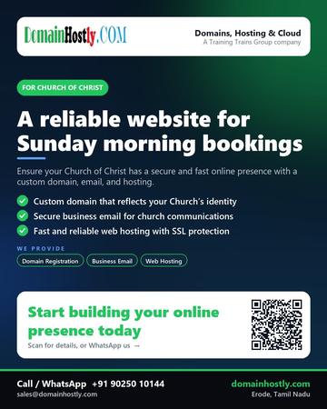 DomainHostly poster for Church of Christ: A reliable website for Sunday morning bookings