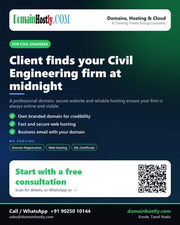 DomainHostly poster for Civil engineer: Client finds your Civil Engineering firm at midnight