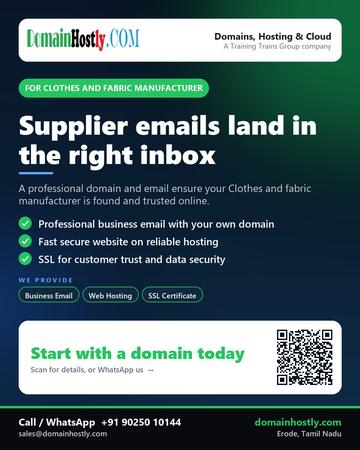 DomainHostly poster for Clothes and fabric manufacturer: Supplier emails land in the right inbox