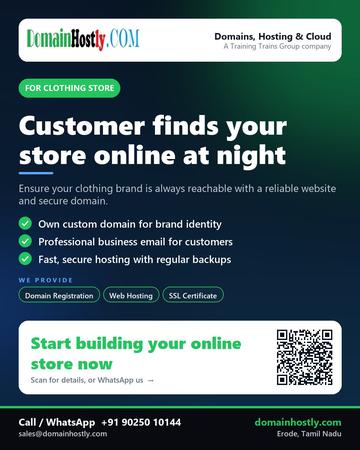 DomainHostly poster for Clothing store: Customer finds your store online at night