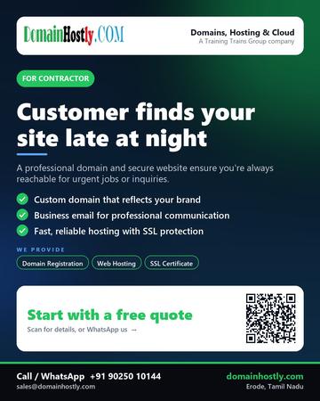DomainHostly poster for Contractor: Customer finds your site late at night