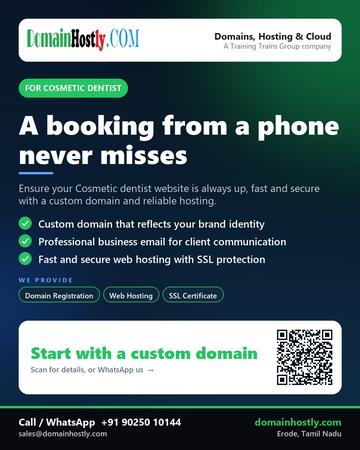 DomainHostly poster for Cosmetic dentist: A booking from a phone never misses