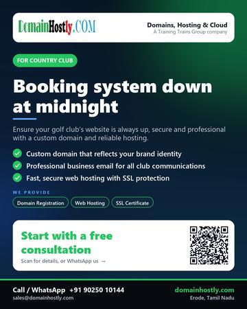 DomainHostly poster for Country club: Booking system down at midnight
