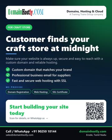 DomainHostly poster for Craft store: Customer finds your craft store at midnight
