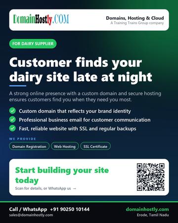 DomainHostly poster for Dairy supplier: Customer finds your dairy site late at night