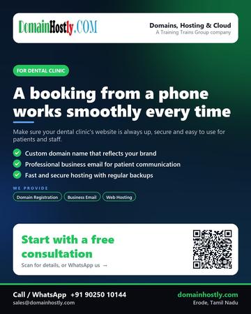 DomainHostly poster for Dental clinic: A booking from a phone works smoothly every time