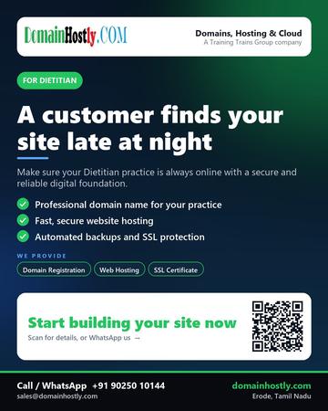 DomainHostly poster for Dietitian: A customer finds your site late at night