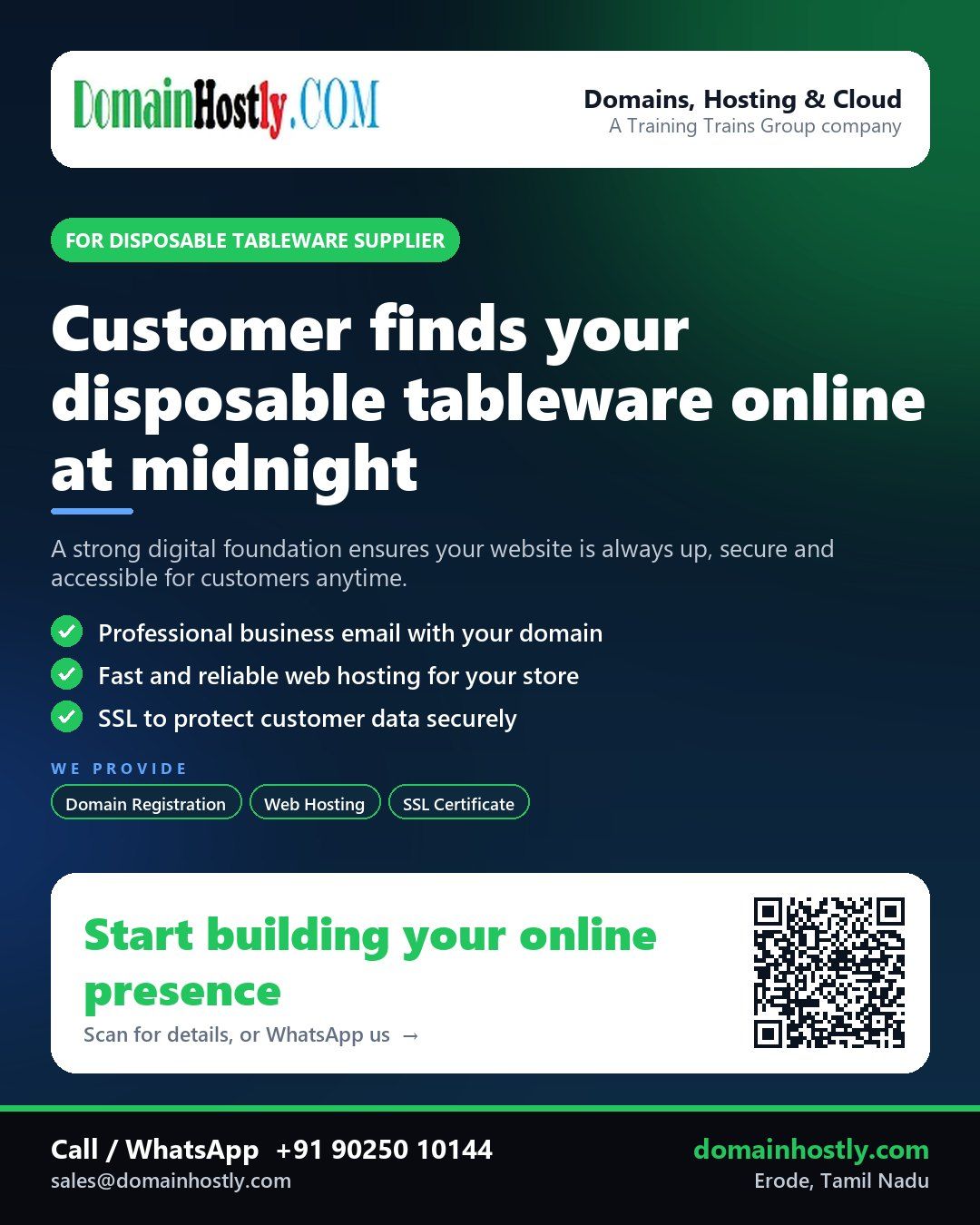 Disposable tableware supplier using DomainHostly for a secure and professional website