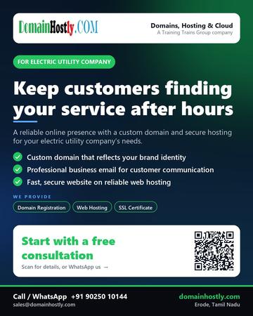 DomainHostly poster for Electric utility company: Keep customers finding your service after hours