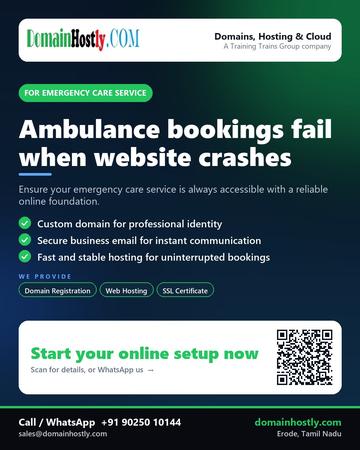 DomainHostly poster for Emergency care service: Ambulance bookings fail when website crashes