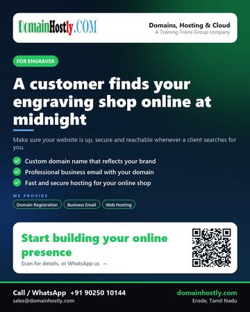 DomainHostly poster for Engraver: A customer finds your engraving shop online at midnight