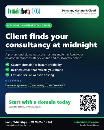 DomainHostly poster for Environmental consultant: Client finds your consultancy at midnight