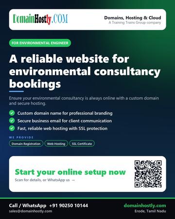 DomainHostly poster for Environmental engineer: A reliable website for environmental consultancy bookings